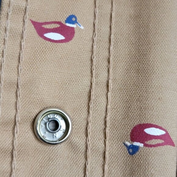 Reversable Mallard Duck Print Hooded Raincoat Snap Buttons Drawstring. Size L - Picture 7 of 16